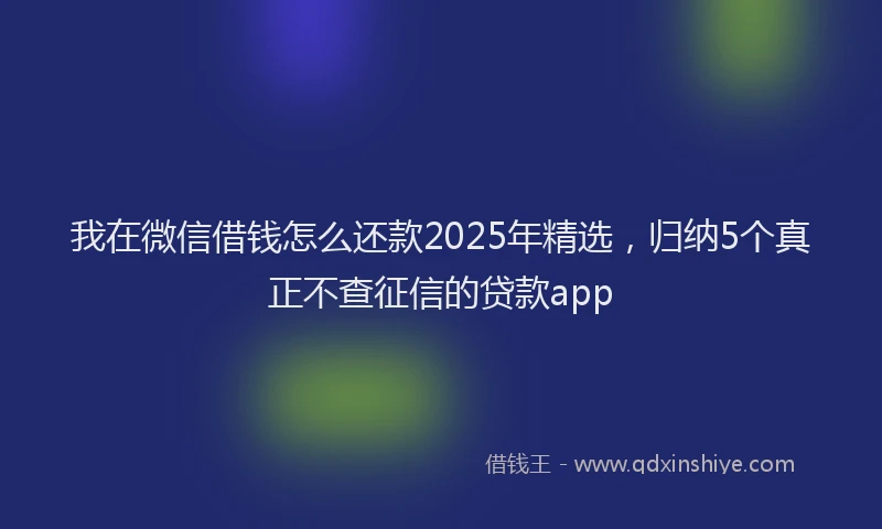 我在微信借钱怎么还款2025年精选，归纳5个真正不查征信的贷款app