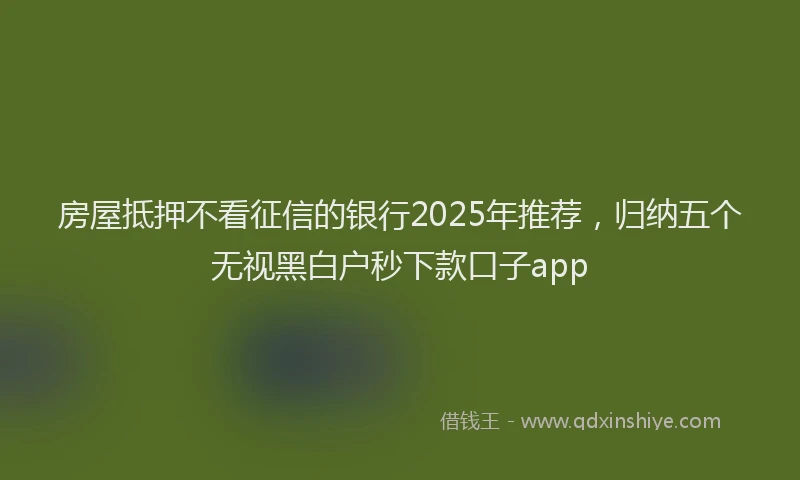 房屋抵押不看征信的银行2025年推荐，归纳五个无视黑白户秒下款口子app