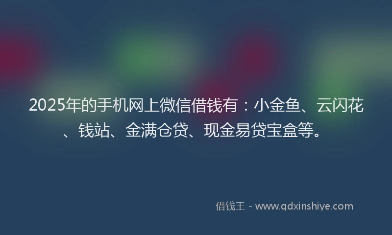 2025年的手机网上微信借钱有：小金鱼、云闪花、钱站、金满仓贷、现金易贷宝盒等。