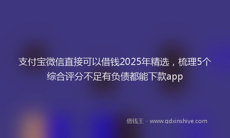 支付宝微信直接可以借钱2025年精选，梳理5个综合评分不足有负债都能下款app