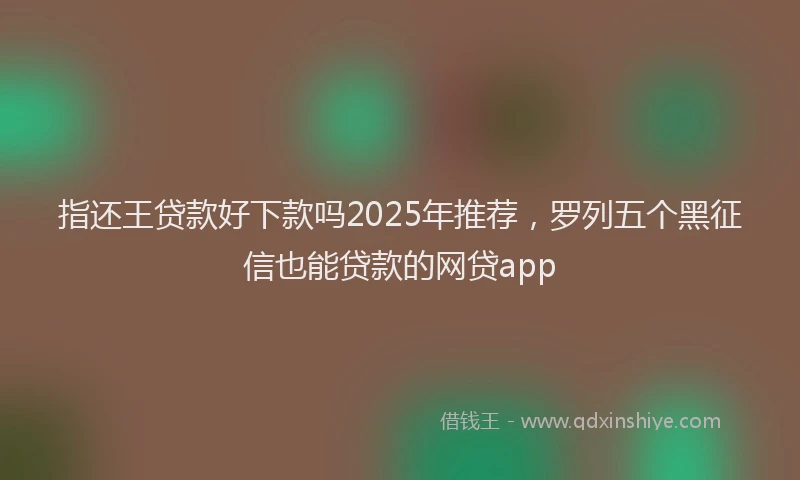 指还王贷款好下款吗2025年推荐，罗列五个黑征信也能贷款的网贷app