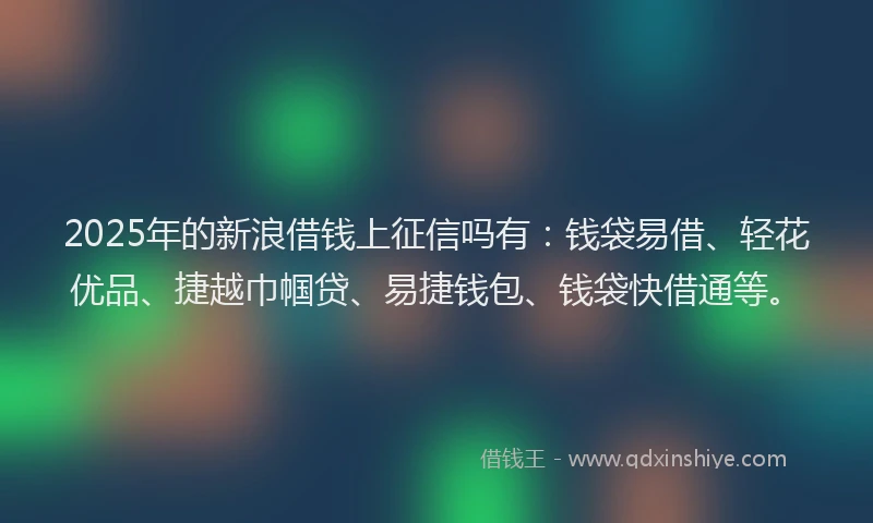 2025年的新浪借钱上征信吗有：钱袋易借、轻花优品、捷越巾帼贷、易捷钱包、钱袋快借通等。