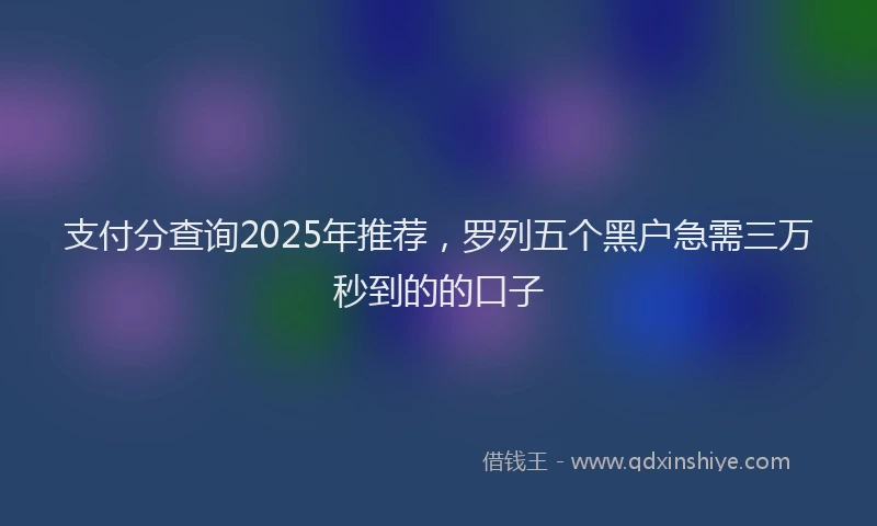 支付分查询2025年推荐，罗列五个黑户急需三万秒到的的口子