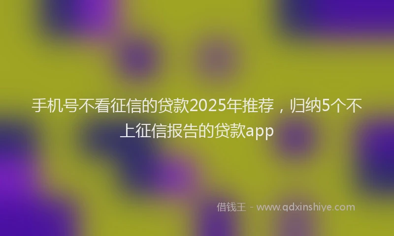 手机号不看征信的贷款2025年推荐，归纳5个不上征信报告的贷款app