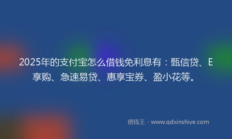 2025年的支付宝怎么借钱免利息有：甄信贷、E享购、急速易贷、惠享宝券、盈小花等。