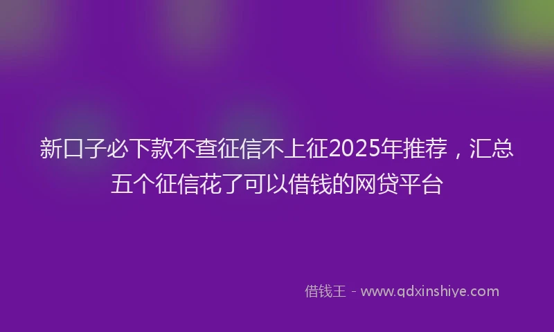 新口子必下款不查征信不上征2025年推荐，汇总五个征信花了可以借钱的网贷平台