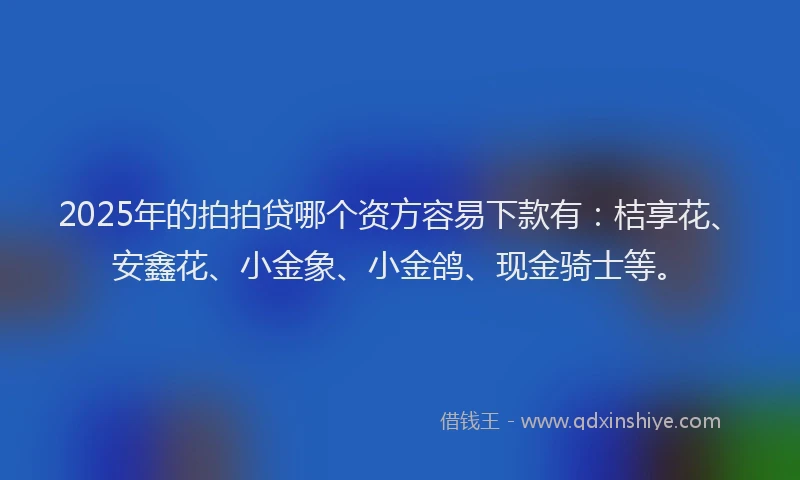 2025年的拍拍贷哪个资方容易下款有：桔享花、安鑫花、小金象、小金鸽、现金骑士等。