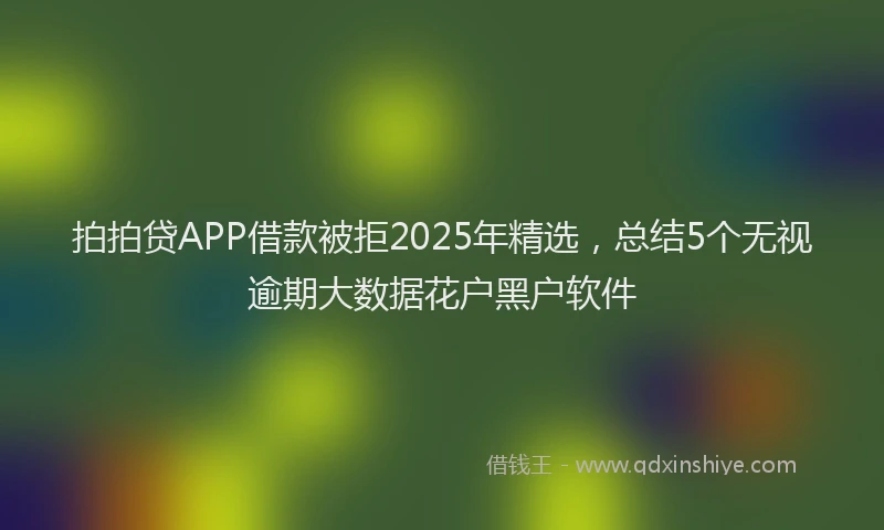 拍拍贷APP借款被拒2025年精选，总结5个无视逾期大数据花户黑户软件