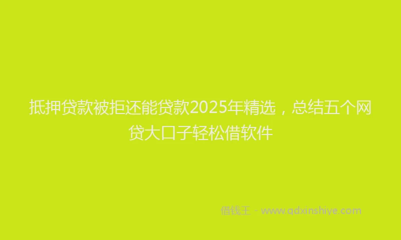 抵押贷款被拒还能贷款2025年精选，总结五个网贷大口子轻松借软件