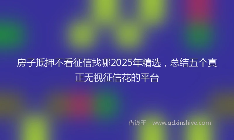 房子抵押不看征信找哪2025年精选，总结五个真正无视征信花的平台