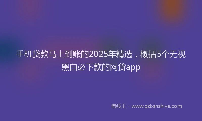 手机贷款马上到账的2025年精选，概括5个无视黑白必下款的网贷app