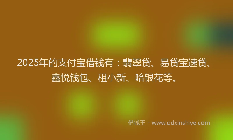 2025年的支付宝借钱有：翡翠贷、易贷宝速贷、鑫悦钱包、租小新、哈银花等。