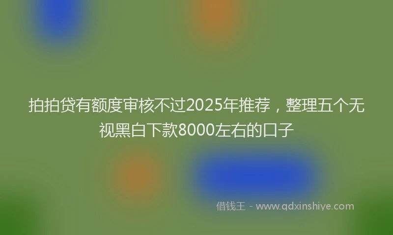 拍拍贷有额度审核不过2025年推荐，整理五个无视黑白下款8000左右的口子