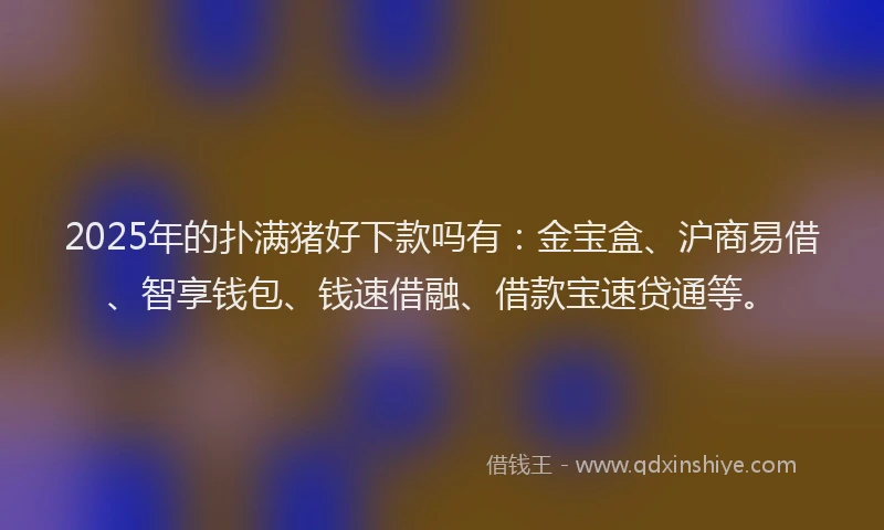 2025年的扑满猪好下款吗有：金宝盒、沪商易借、智享钱包、钱速借融、借款宝速贷通等。