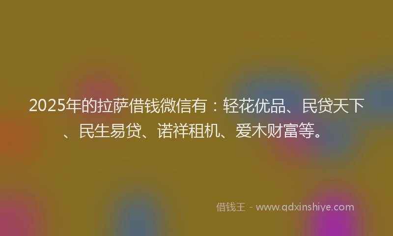 2025年的拉萨借钱微信有：轻花优品、民贷天下、民生易贷、诺祥租机、爱木财富等。