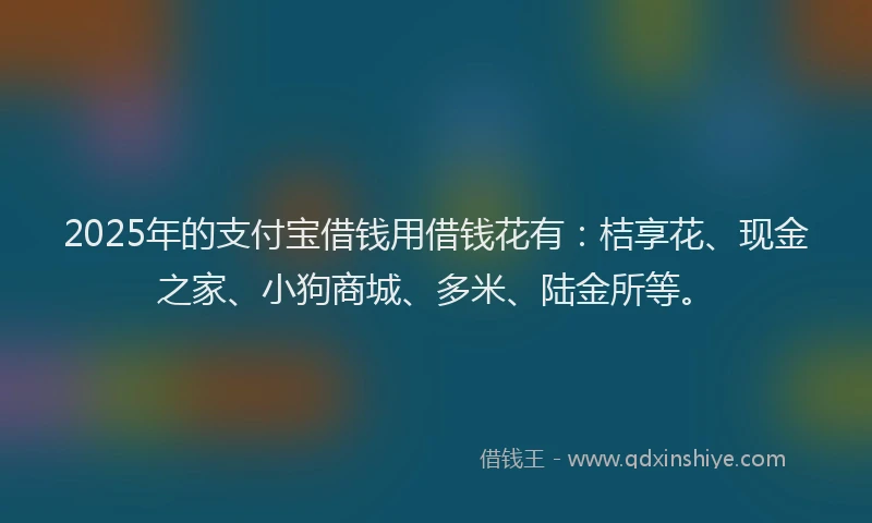2025年的支付宝借钱用借钱花有：桔享花、现金之家、小狗商城、多米、陆金所等。