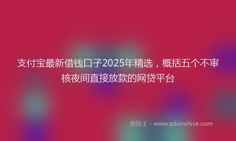 支付宝最新借钱口子2025年精选，概括五个不审核夜间直接放款的网贷平台