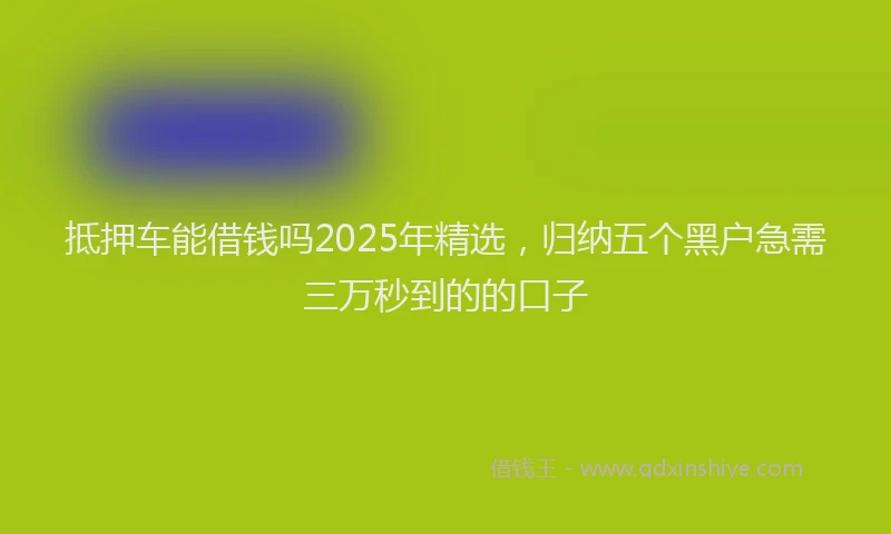 抵押车能借钱吗2025年精选，归纳五个黑户急需三万秒到的的口子