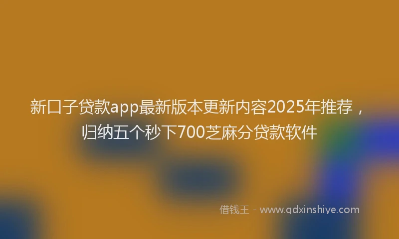 新口子贷款app最新版本更新内容2025年推荐，归纳五个秒下700芝麻分贷款软件