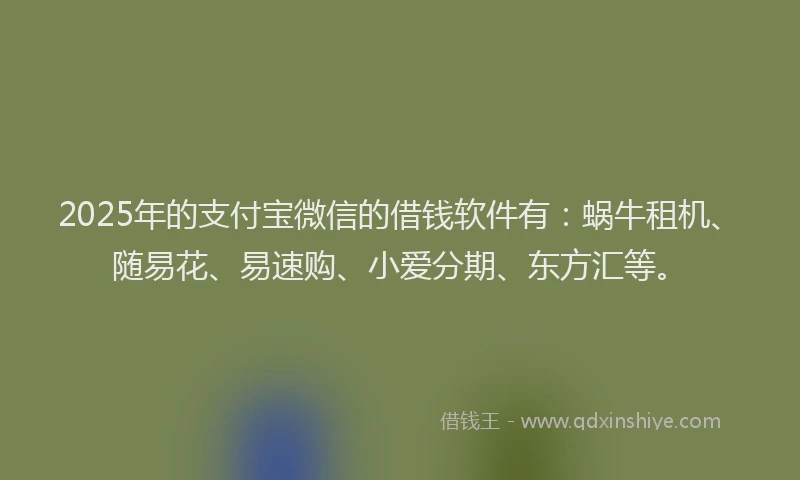 2025年的支付宝微信的借钱软件有：蜗牛租机、随易花、易速购、小爱分期、东方汇等。