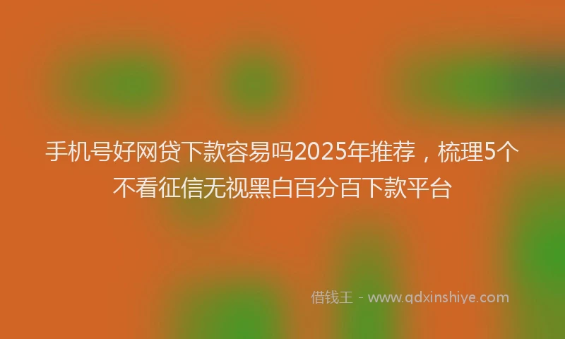 手机号好网贷下款容易吗2025年推荐，梳理5个不看征信无视黑白百分百下款平台