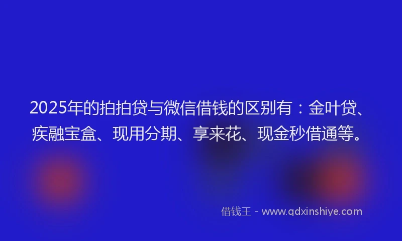 2025年的拍拍贷与微信借钱的区别有：金叶贷、疾融宝盒、现用分期、享来花、现金秒借通等。
