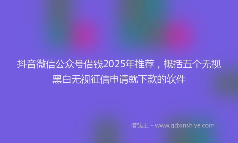 抖音微信公众号借钱2025年推荐，概括五个无视黑白无视征信申请就下款的软件