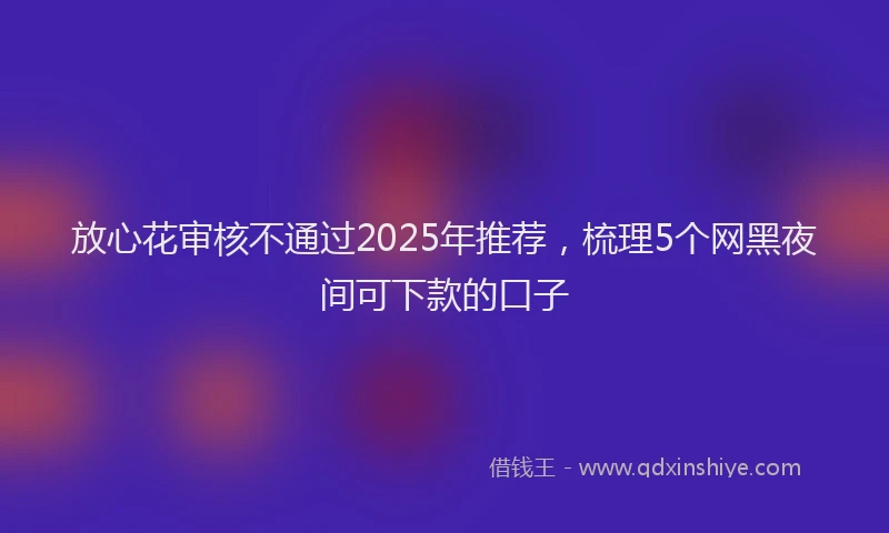 放心花审核不通过2025年推荐，梳理5个网黑夜间可下款的口子