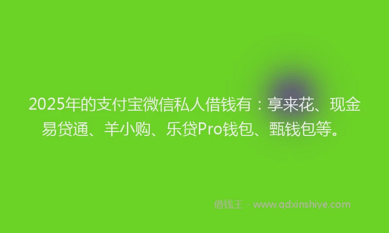 2025年的支付宝微信私人借钱有：享来花、现金易贷通、羊小购、乐贷Pro钱包、甄钱包等。