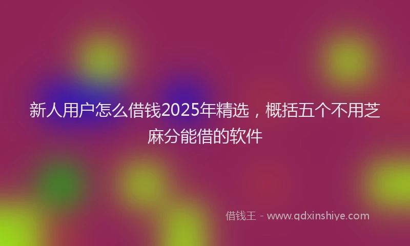 新人用户怎么借钱2025年精选，概括五个不用芝麻分能借的软件