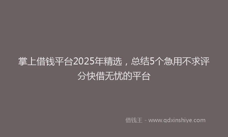 掌上借钱平台2025年精选，总结5个急用不求评分快借无忧的平台