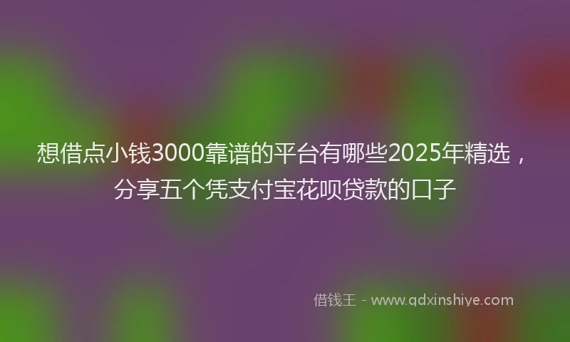 想借点小钱3000靠谱的平台有哪些2025年精选，分享五个凭支付宝花呗贷款的口子