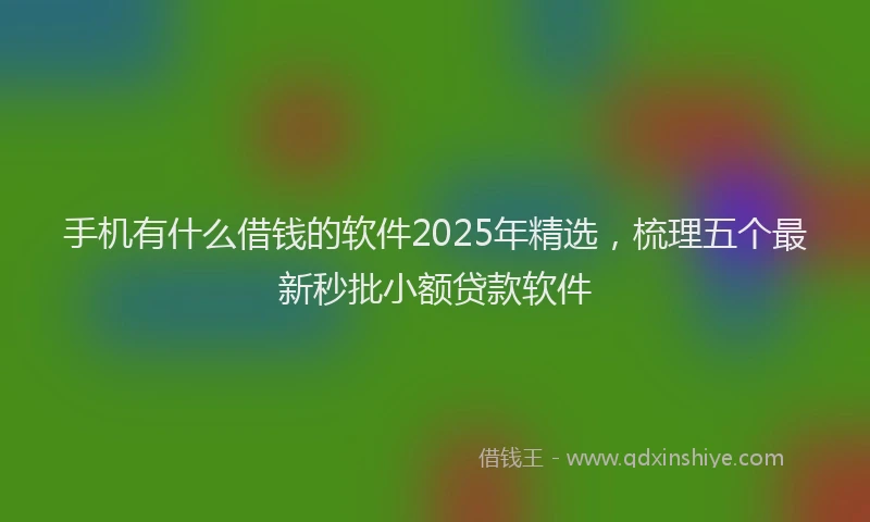 手机有什么借钱的软件2025年精选，梳理五个最新秒批小额贷款软件