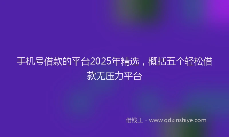 手机号借款的平台2025年精选，概括五个轻松借款无压力平台