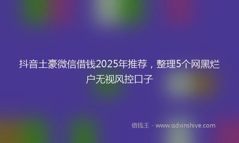 抖音土豪微信借钱2025年推荐，整理5个网黑烂户无视风控口子