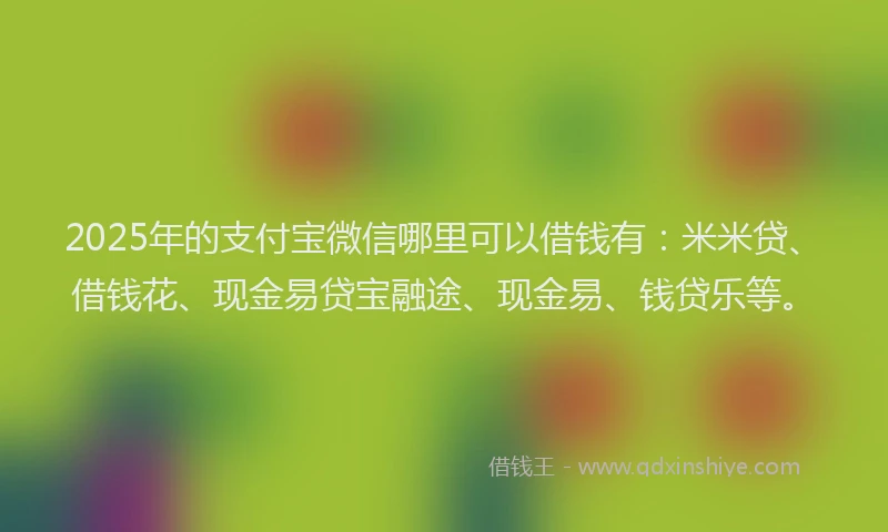 2025年的支付宝微信哪里可以借钱有：米米贷、借钱花、现金易贷宝融途、现金易、钱贷乐等。