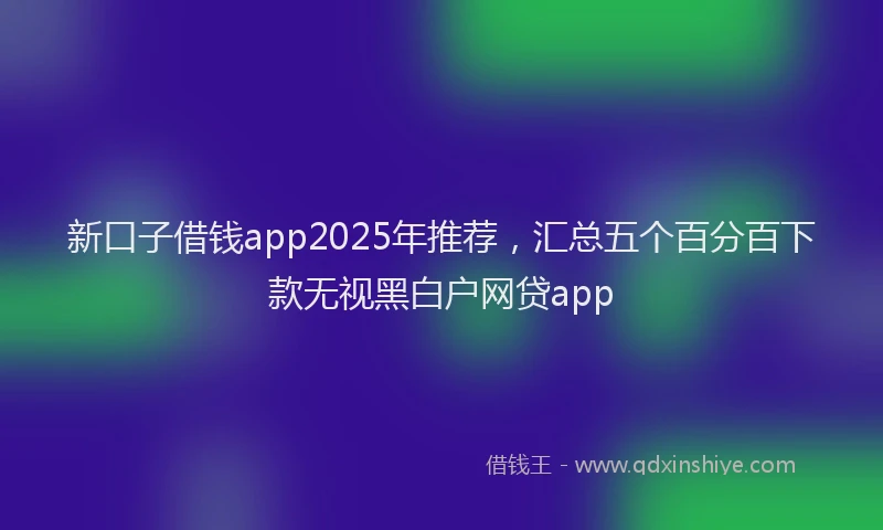 新口子借钱app2025年推荐，汇总五个百分百下款无视黑白户网贷app