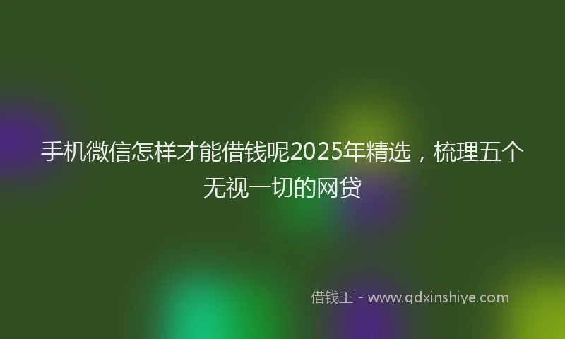 手机微信怎样才能借钱呢2025年精选，梳理五个无视一切的网贷