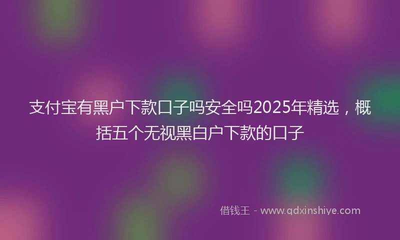 支付宝有黑户下款口子吗安全吗2025年精选，概括五个无视黑白户下款的口子
