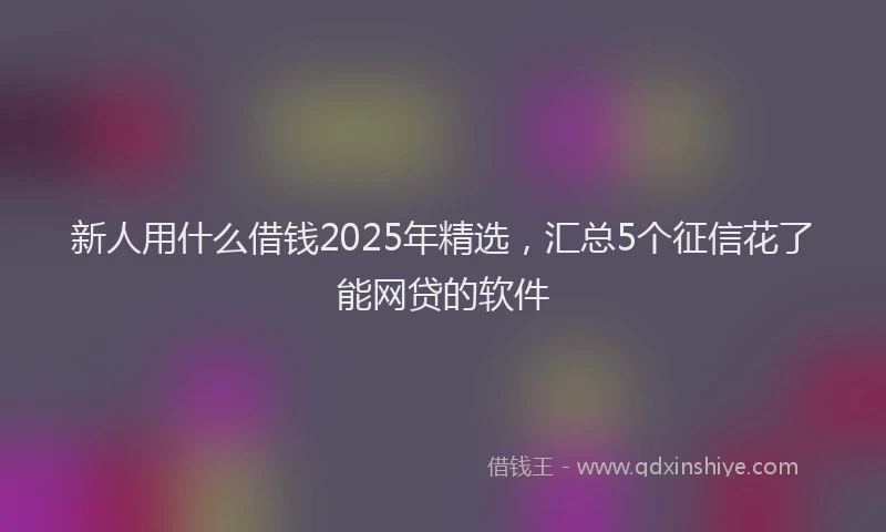 新人用什么借钱2025年精选，汇总5个征信花了能网贷的软件
