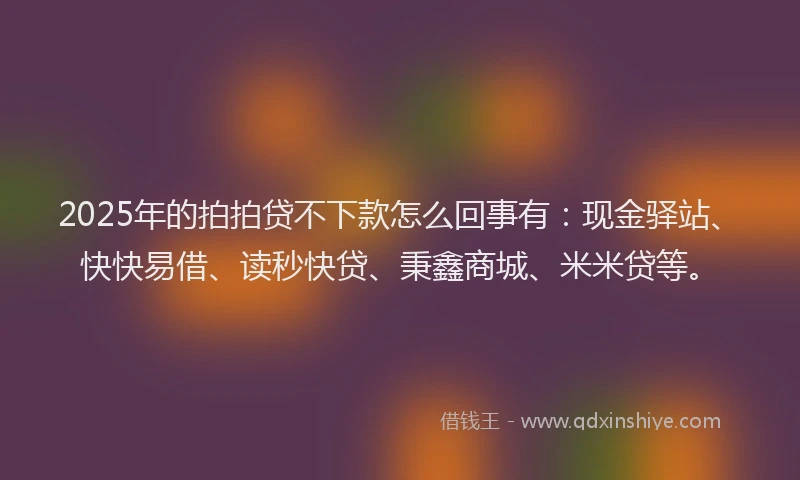 2025年的拍拍贷不下款怎么回事有：现金驿站、快快易借、读秒快贷、秉鑫商城、米米贷等。