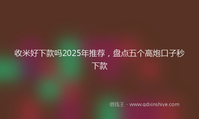收米好下款吗2025年推荐，盘点五个高炮口子秒下款