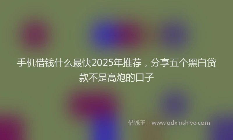 手机借钱什么最快2025年推荐，分享五个黑白贷款不是高炮的口子