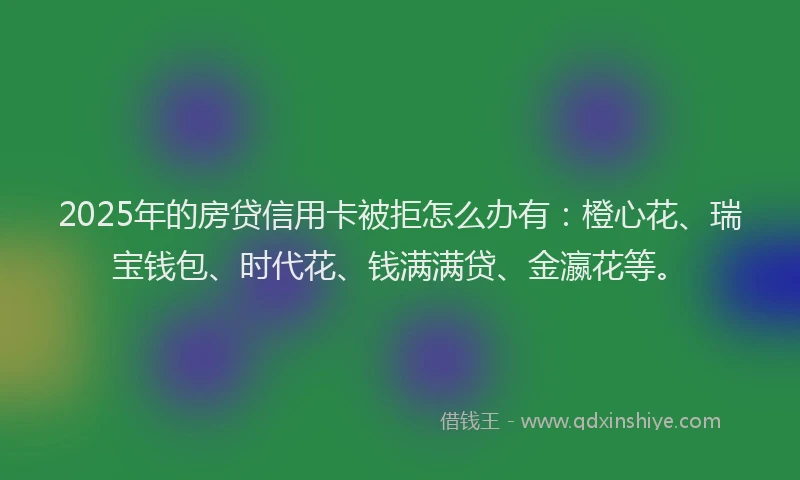 2025年的房贷信用卡被拒怎么办有：橙心花、瑞宝钱包、时代花、钱满满贷、金瀛花等。