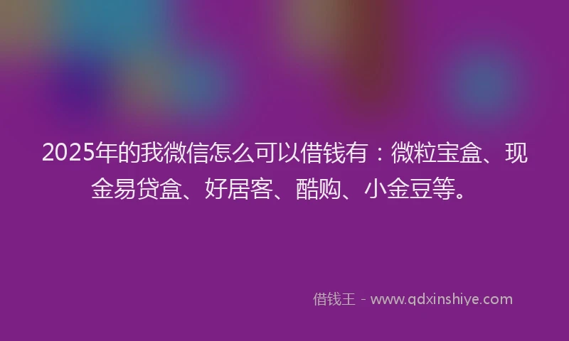 2025年的我微信怎么可以借钱有：微粒宝盒、现金易贷盒、好居客、酷购、小金豆等。