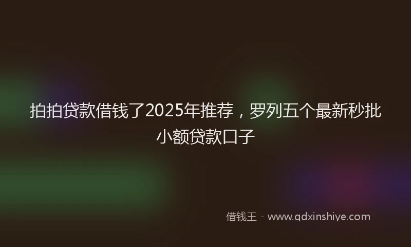 拍拍贷款借钱了2025年推荐，罗列五个最新秒批小额贷款口子