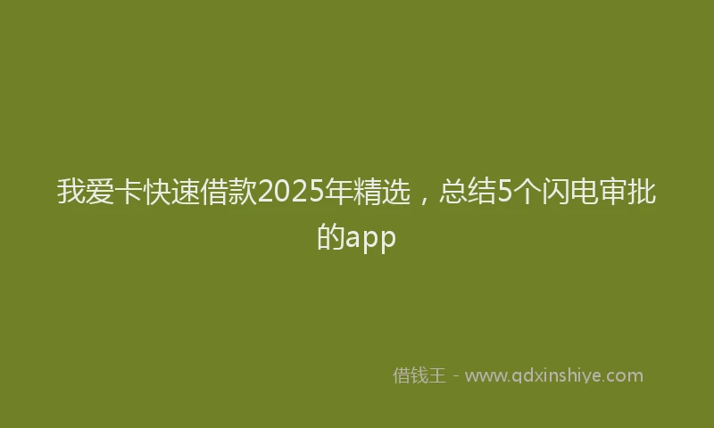 我爱卡快速借款2025年精选，总结5个闪电审批的app