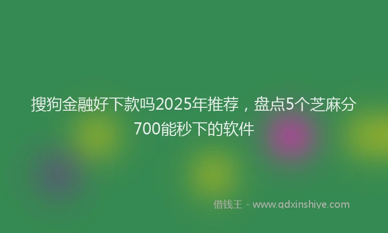 搜狗金融好下款吗2025年推荐，盘点5个芝麻分700能秒下的软件