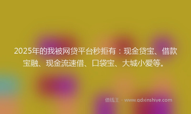 2025年的我被网贷平台秒拒有：现金贷宝、借款宝融、现金流速借、口袋宝、大城小爱等。