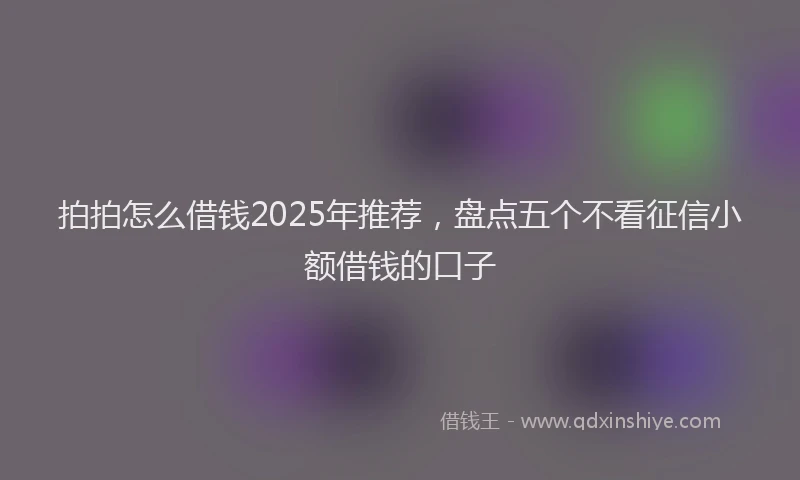 拍拍怎么借钱2025年推荐，盘点五个不看征信小额借钱的口子